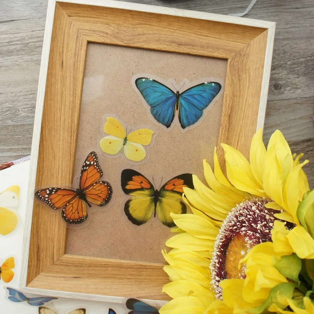 

28pcs Elegant Light Yellow Blue Color Butterfly Style Sticker Scrapbooking DIY Gift Packing Label Decoration Tag