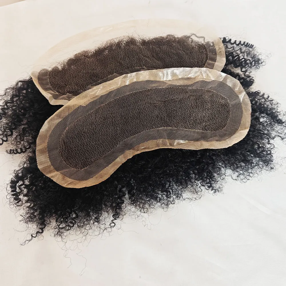 

Afro kinky curly Swiss Transparent Lace 1.57X7.08'' Hairline Frontal Hairpiece for Men and Women Toppers Hair Replacement System