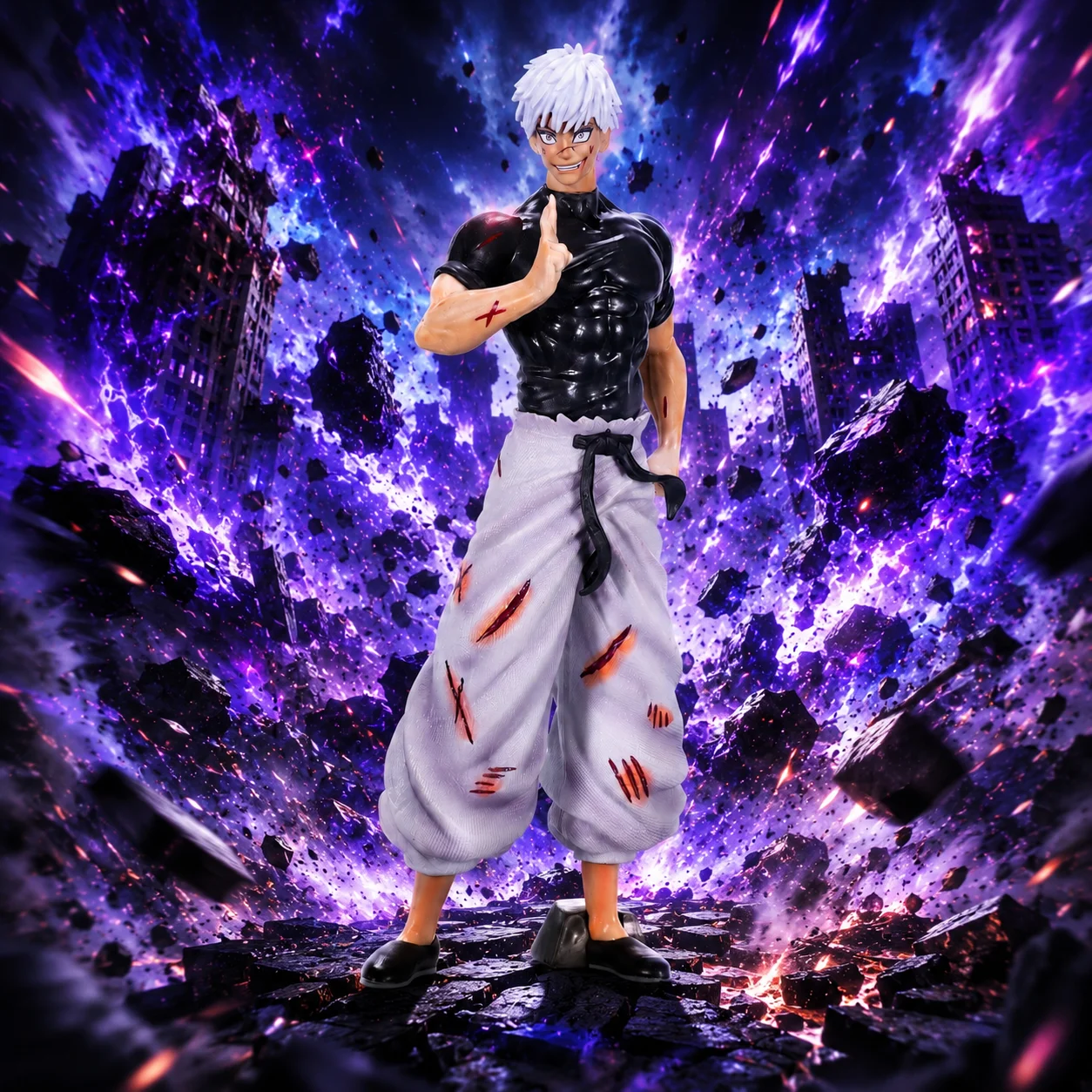 Jjk Gojo Dreikopf-Skulptur Anime Actionfigur Modell Statue Desktop-Ornament Sammlerstück Kleines Geschenk Halloween Weihnachten Valentinstag Geschenkdekoration Fan-Merchandise