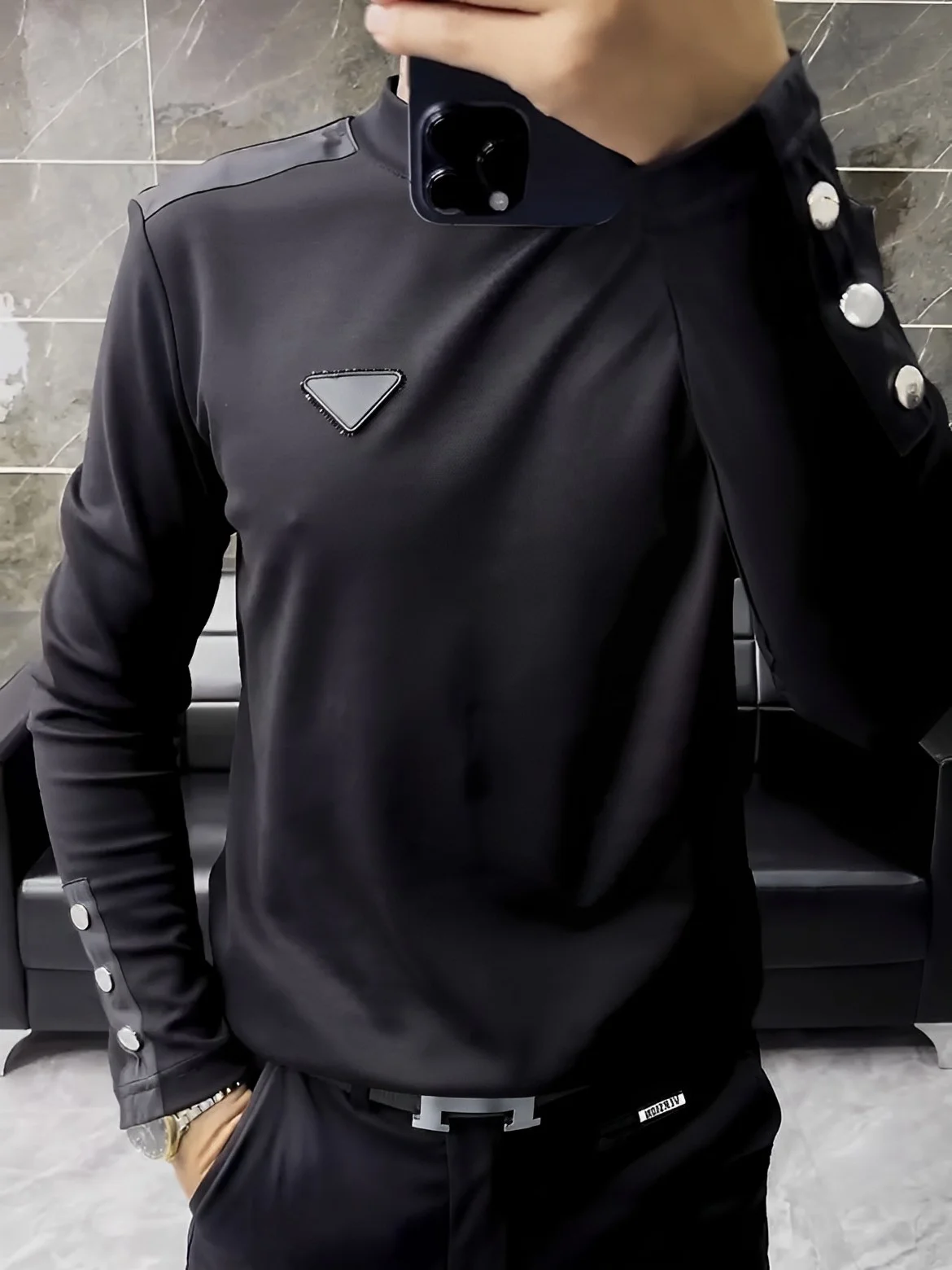 

Men's Long Sve T-irt Casual Color Splice Comfortable Soft Pure Color Base irt Busin Casual New Arrival Autumn