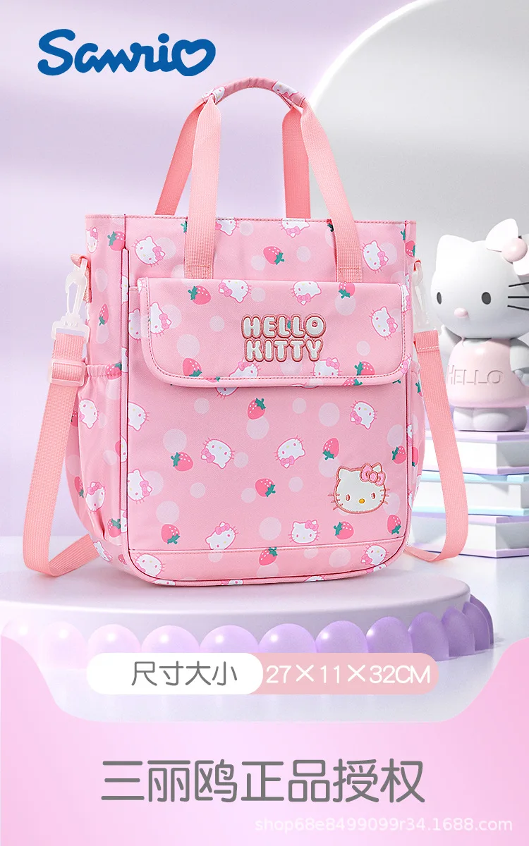 

Cute Sanrio Canvas Bag Cinnamoroll Kuromi Cartoon Kawaii Student Large Capacity Tutor Bag Stationery Shoulder Bag Toys Girls