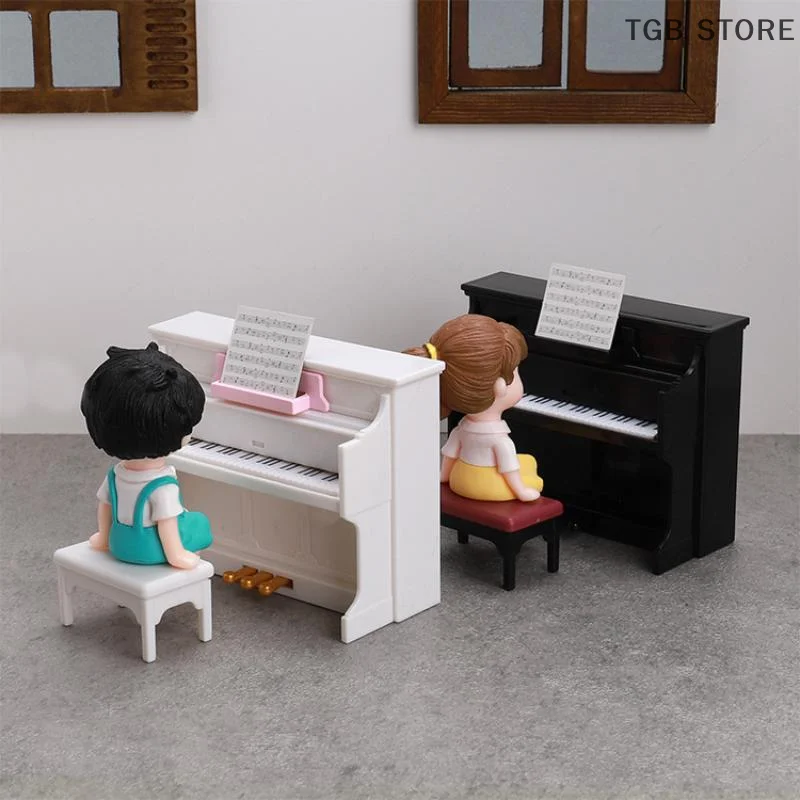1 Set Simulated Piano Furniture Model Miniature Musical Instruments Cute Dollhouse Toy Doll House Playhouse Scene Accessories