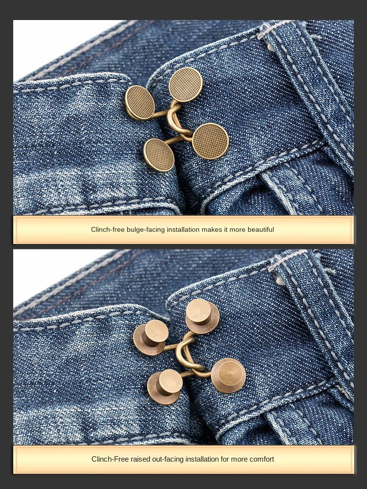 Nail-Free Waist Button Hidden Hook Adjustable Jeans Button Disassembly Waist of Trousers Big Change Small Sewing Free Artifact