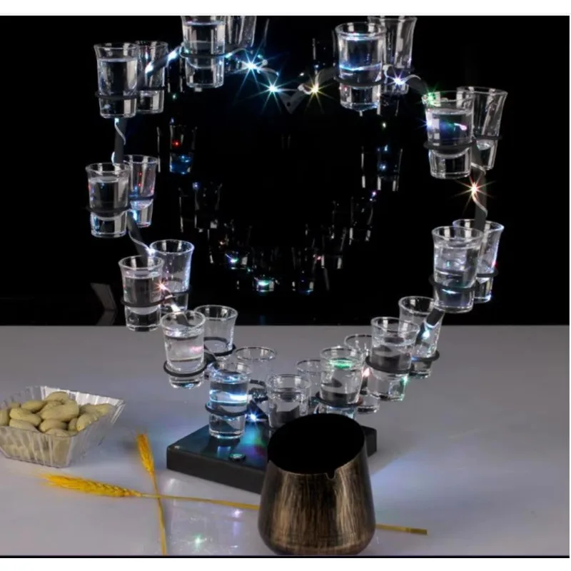 High-End Bespoke LED Bottle Display RackHeart Shape Led Bottle Glorifier Cocktail Glass Display Stand LED Rechargeable Shot Glas