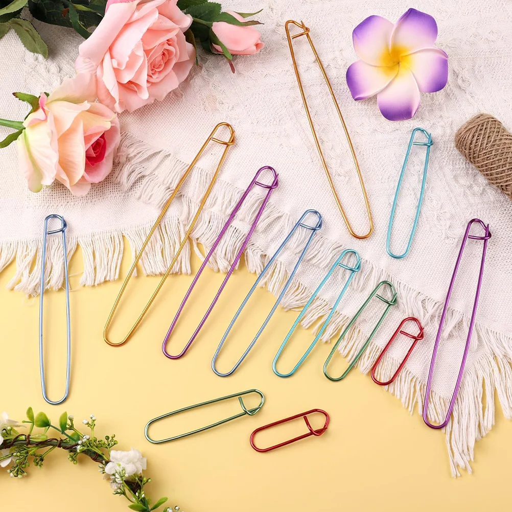 12 Pcs Colorful Crochet Tools Yarn Blocking Pins Stitch Markers for Crocheting Aluminum Knitting Holders Metal