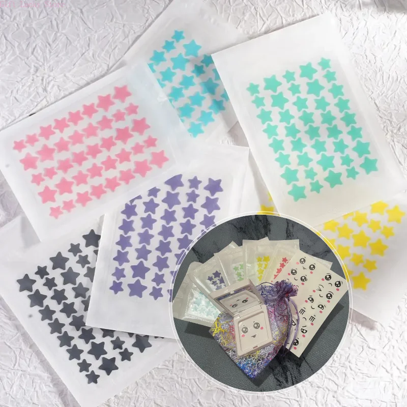 1 caixa cor acne remendo desaparecer reparação invisível remoção de acne adesivos bonito corretivo ferramenta de maquiagem estilo estrela com caixa de armazenamento espelho