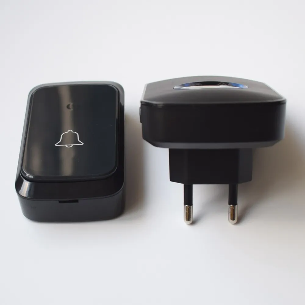 مقاوم للماء جرس الباب اللاسلكي A28 مصباح ليد المنزل جرس الاتصال الدائري عن بعد 60 الدقات 5 مجلدات الاتحاد الأوروبي التوصيل التيار المتناوب 110-240 فولت