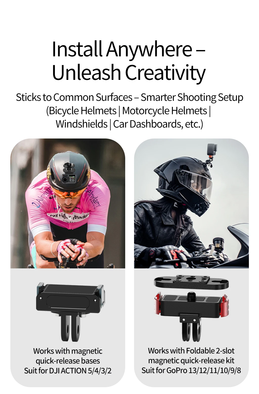 360 drehbare Helm-Kamerahalterung, flexible selbstklebende Basis, 17 mm Kugel für GoPro 13 12 11 Insta360 X4 X5 Ace Pro Motorradhalterung – Detail 13