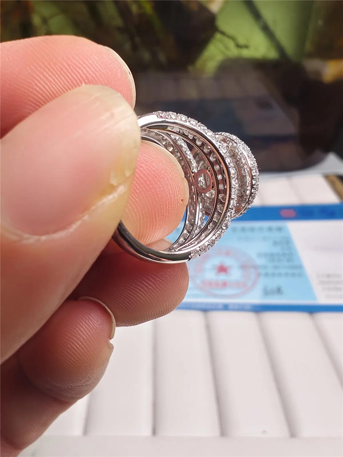 18K Solid Gold Lab-Grown Diamond Round Full Diamond Wedding Ring Set in Platinum PT950 Custom Made