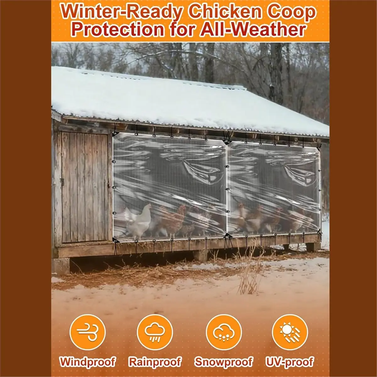 6.6x9.8ft Anti-Tear Clear Tarp for Patio Waterproof Windproof Plastic Tarps with Grommets for Chicken Coop Greenhouse