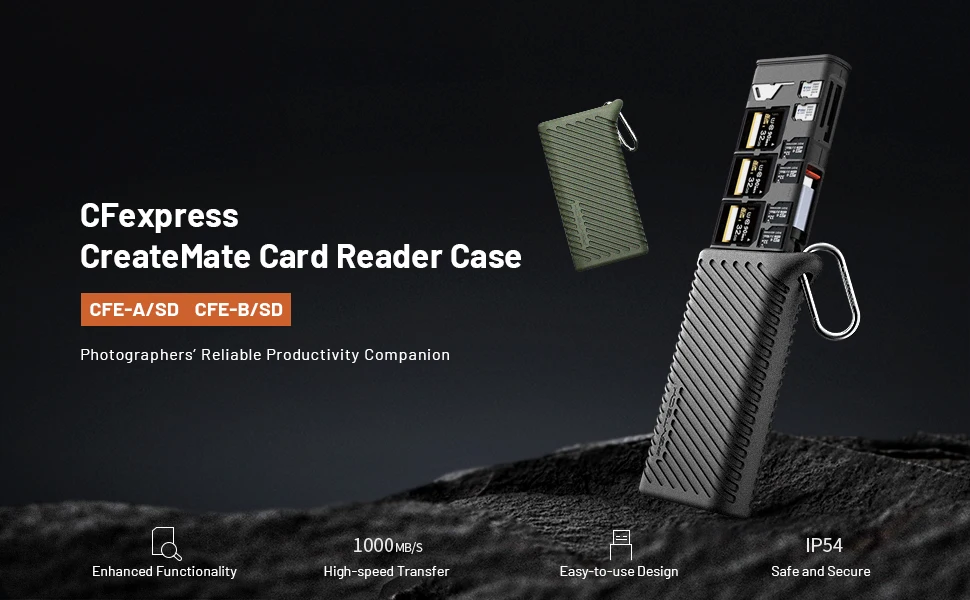 PGYTECH CFexpress CreateMate Kartenleser Gehäuse Typ A/B SD Hochgeschwindigkeits-Kartenleser USB 3.2 Typ-C-Übertragung für Kameras Smartphone – Detail 1