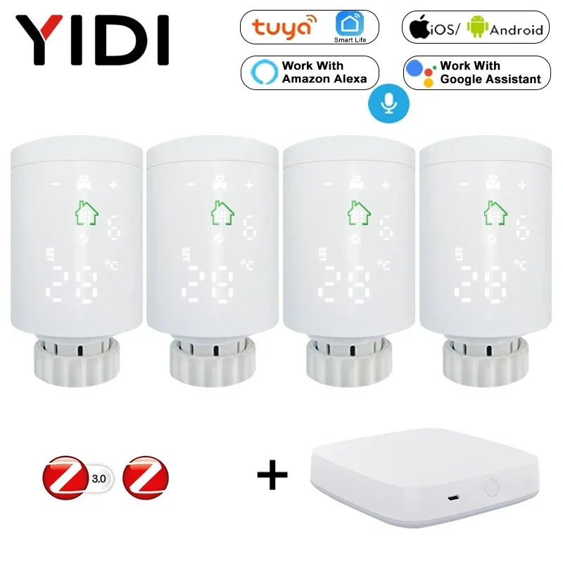 ZigBee-Atuador termostático do radiador, Smart TRV Radiator Valve, controlador de temperatura Tuya, controle remoto por voz, o Google Home, Wi-Fi