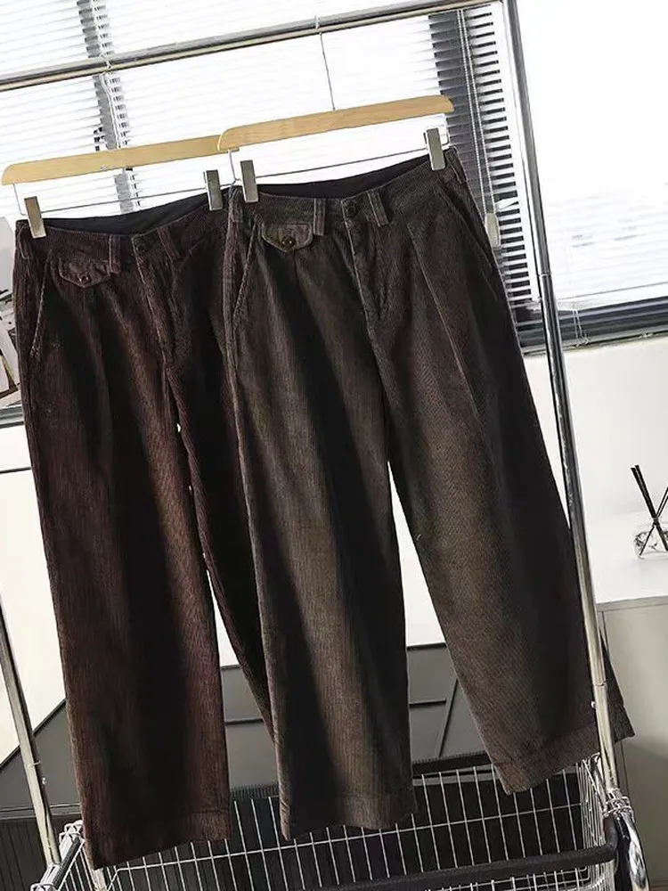 

Женские зимние повседневные брюки из хлопкового вельвета с высокой талией, свободного кроя, широкие штанины, прямой крой, длинные, в стиле Quali Bakery Ele Old Money