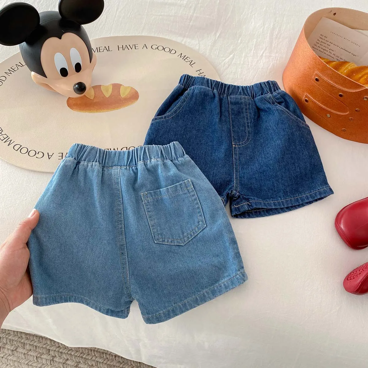 Summer Infant Shorts Plain Color Short Jeans Blue Pants Baby Shorts 1-3 Years Old