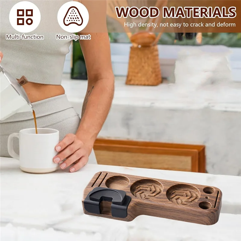 A005-유니버설 커피 포타필터 스탠드 베이스 에스프레소 탬핑 스테이션 우든 홀더 51/53/54/58mm용