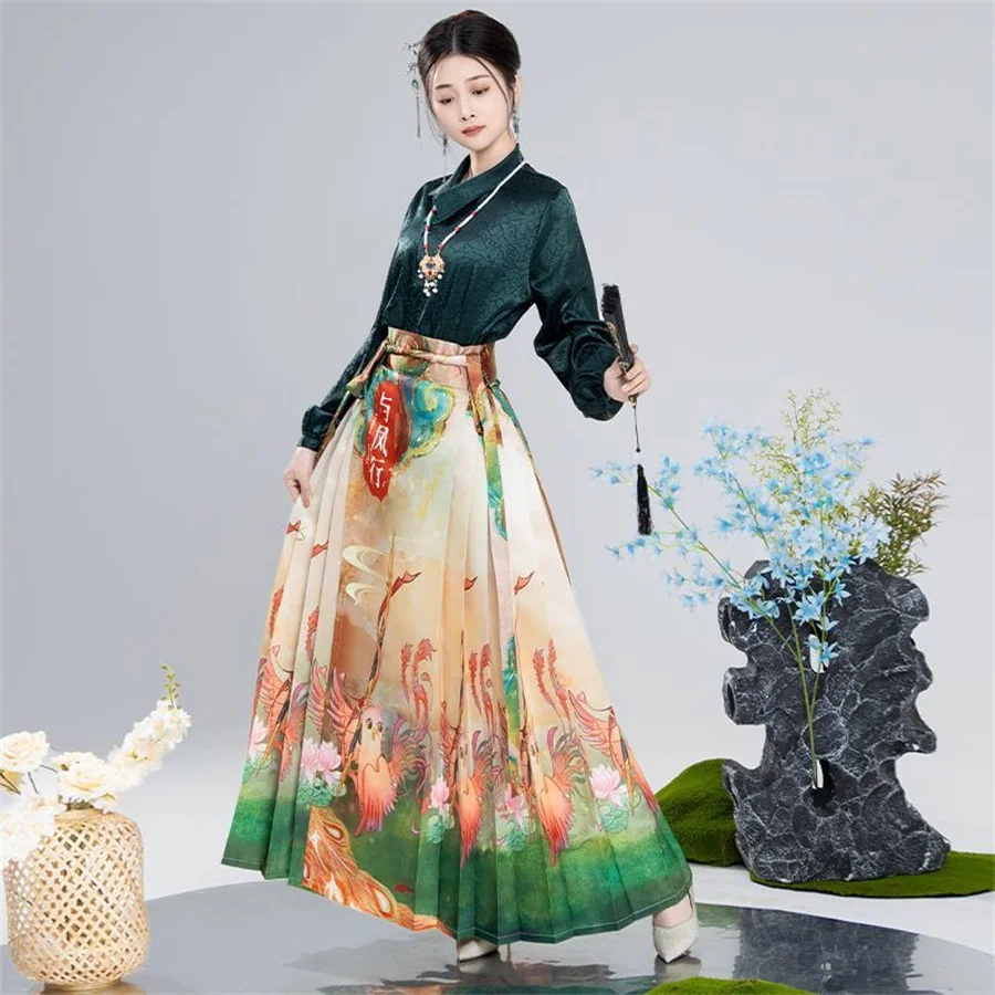 Horse Face Skirt Hanfu Original Chinese Ming Dynasty Women's Traditional Dress Mamianqun Skirt Daily Horse Face Pony Vest Skirt