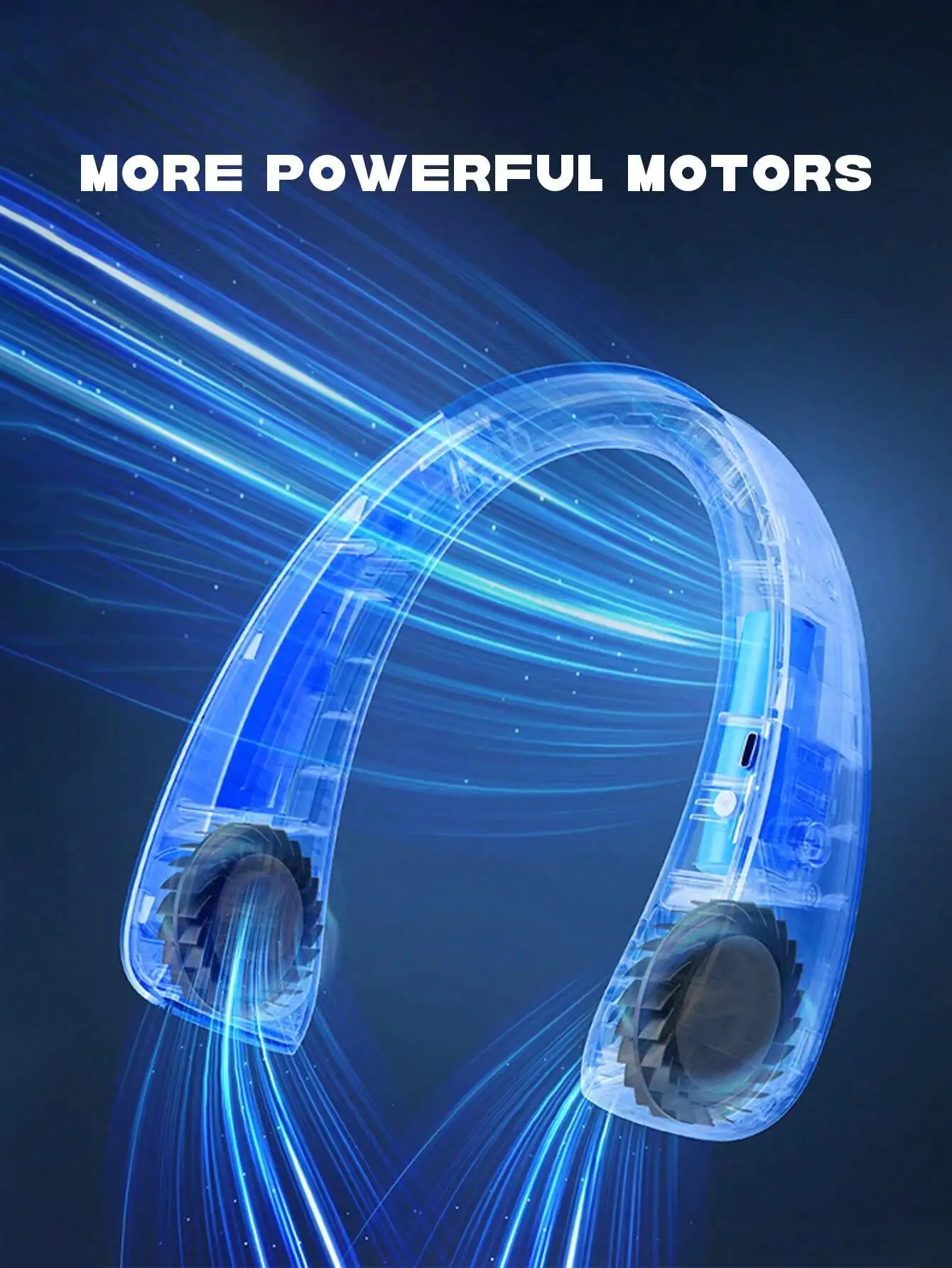 พัดลมคอพกพา 1 ชิ้น, พัดลมส่วนตัวไร้ใบพัดแบบแฮนด์ฟรี, ชาร์จใหม่ได้, การออกแบบหูฟัง, ความเร็ว 3 ระดับสําหรับผู้หญิงผู้ชาย