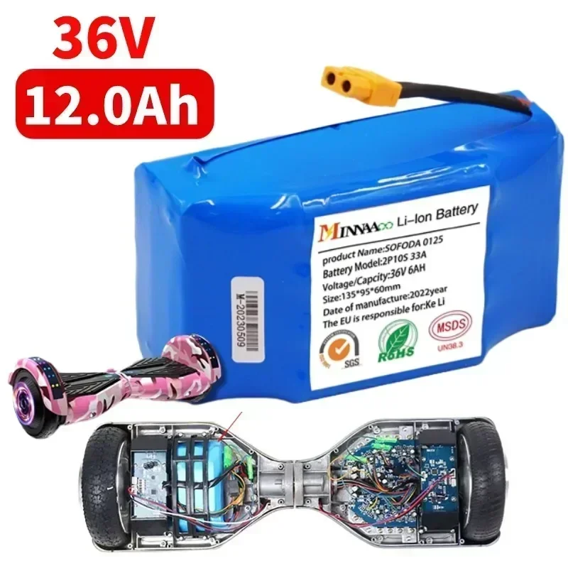 

Genuine 36V 12Ah 10s2p Battery Packs Rechargeable Lithium Ion Battery for Electric Self Balancing Scooter HoverBoard Unicycle