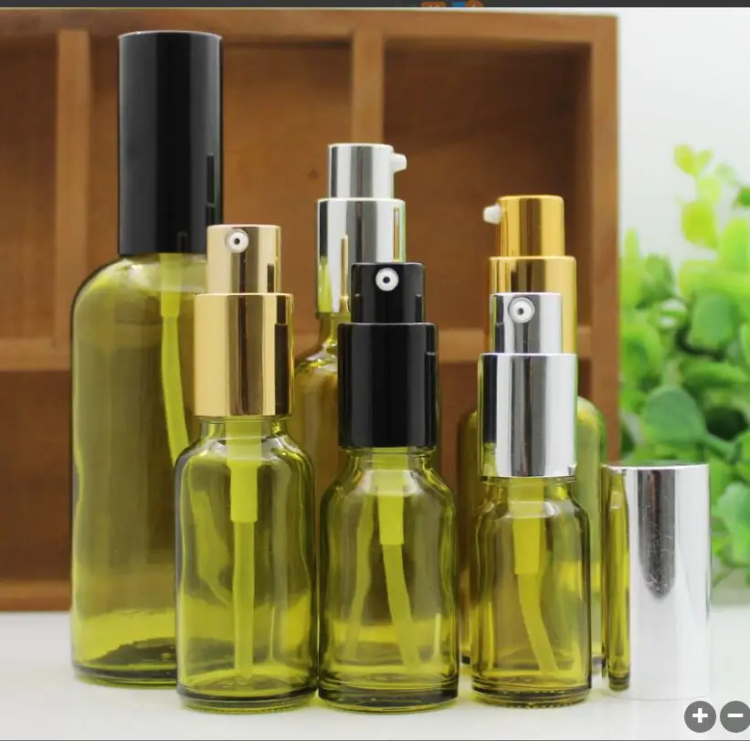 

5ml10ml15ml20ml30ml50ml100ml green glass bottle lotion sprayer essential oil sample toner moisture emulsion cosmetic packing