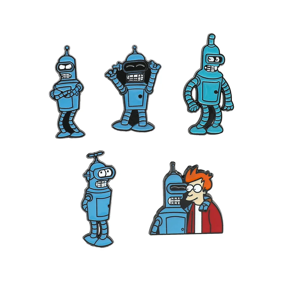 

Classic Comedy Futurama Brooch Robot Bender Blue Metal Enamel Badges Clothing Backpack Lapel Pins Jewelry Accessories Gifts