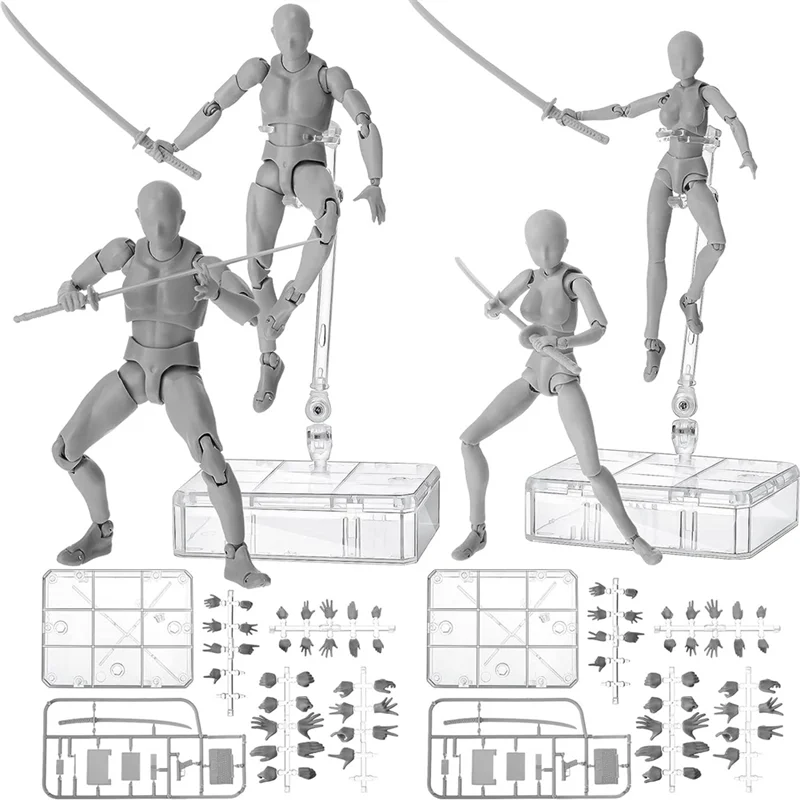 4 Sets Drawing Action Figures Body Artists PVC Figure Model Drawing Models Drawing Mannequin Figure