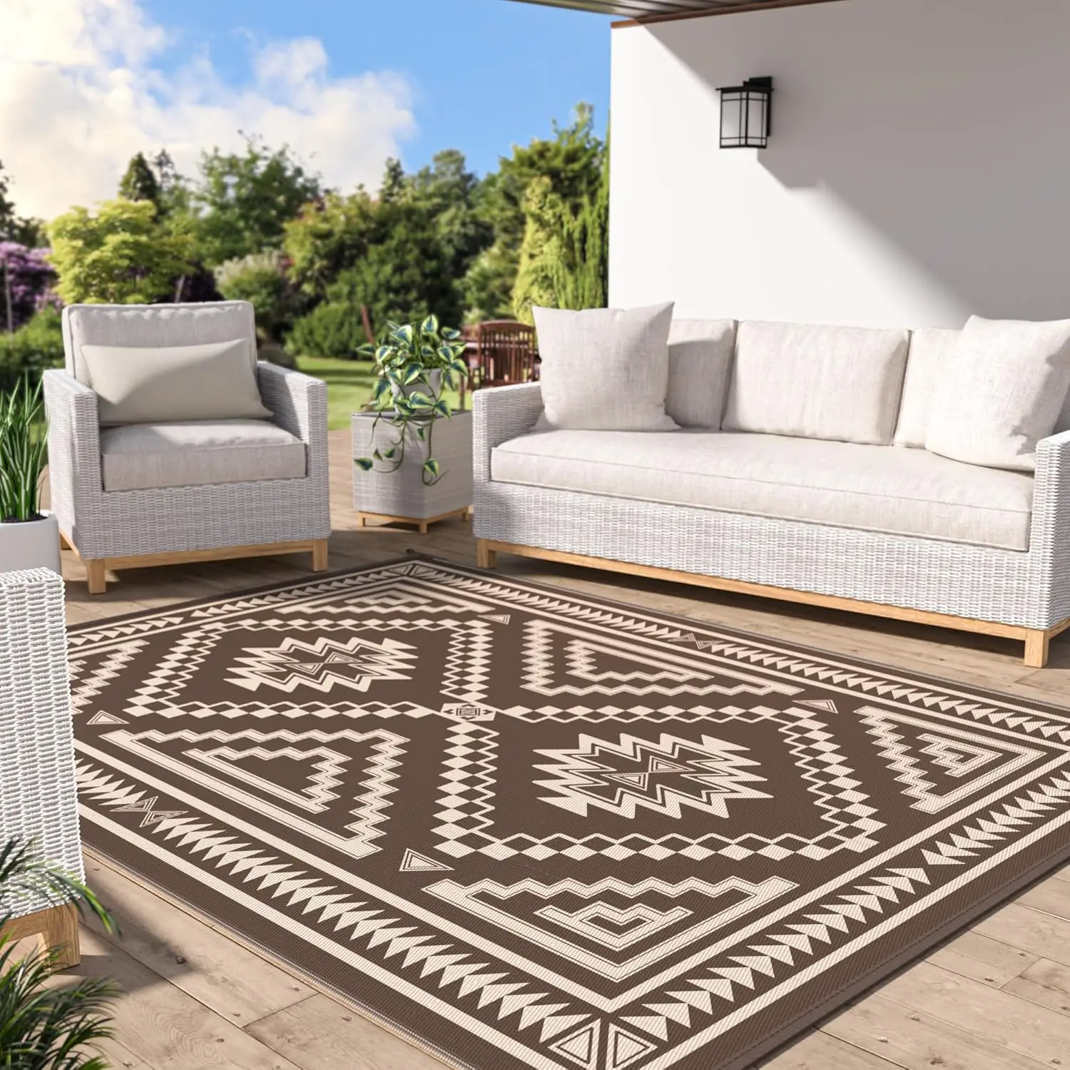 

Outdoor Rug for Patio Clearance - 5x8 ft Waterproof Plastic Camping Rugs, Reversible Outside Rv Mat Carpet for Porch, Deck, P