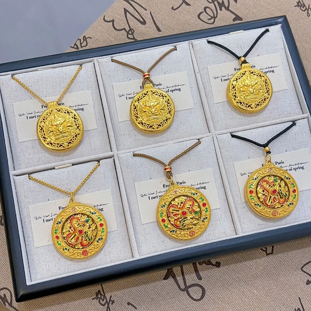 24K Gold AU999 Unisex Lotus Six-Syllable Mantra Rotating Compass Pendant - Premium craft, detailed, fits all ages