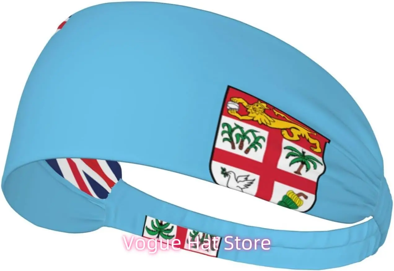 

Fiji Flag Elastic Exercise Headband, Fitness Exercise Yoga Cycling Headband, Outdoor Sports Elastic Sweat-Absorbing Headband,