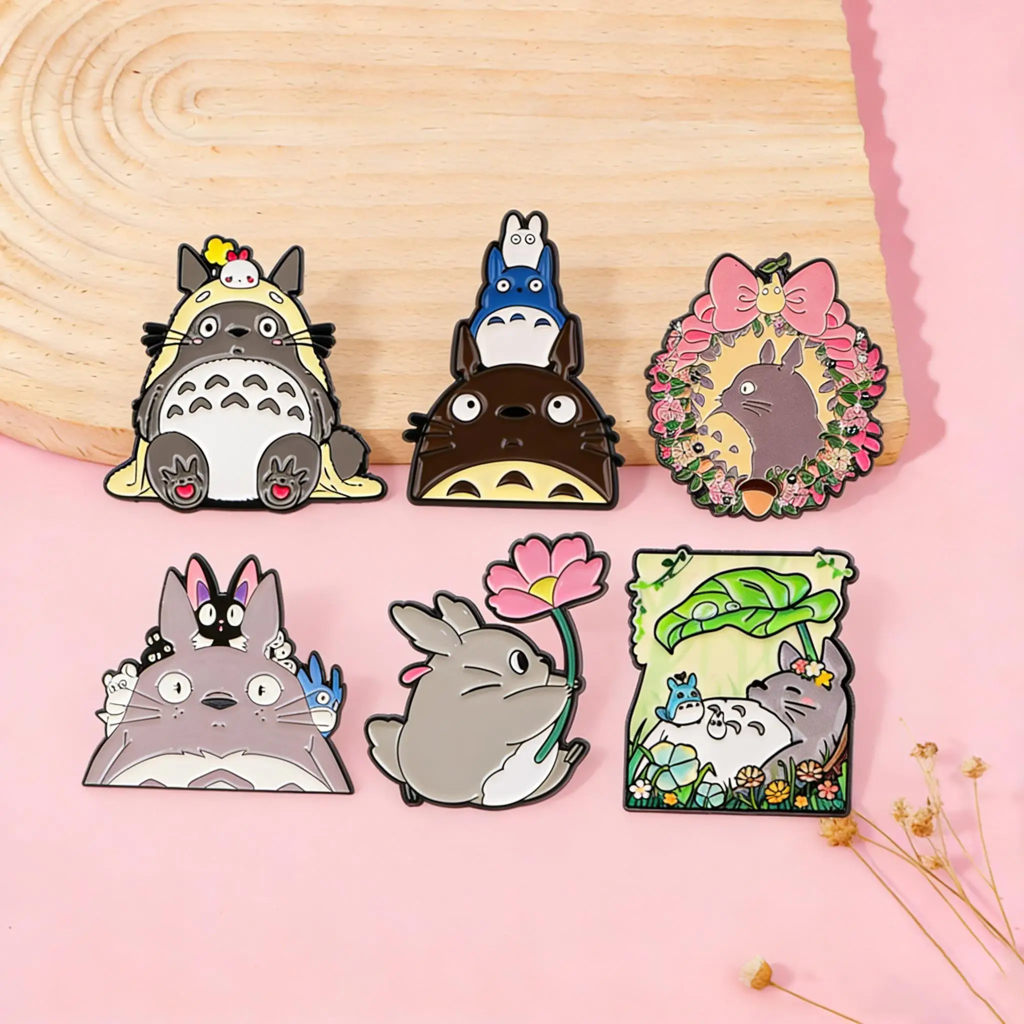 6pcs Cute Cat Enamel Pins Set Anime Movie Brooches for Backpacks Hat Lapel Pins Badges for Fans Gifts Cosplay Accessories Toy