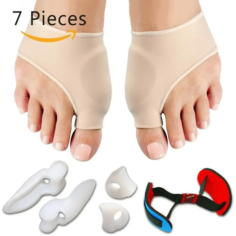 7 PZ/SET Toe Separator Metatarso Stecca Plantari Sollievo Dal Dolore Strumento di Cura Del Piede Borsite Maniche Alluce Valgo Correttore Allineamento