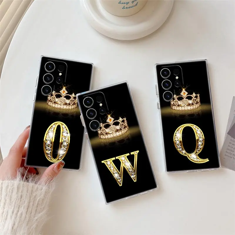 رسالة W Q O N S R Y X S25 حافظة شفافة لهاتف سامسونج جالاكسي S25 S24 S23 Ultra S20 S21 FE S22 Plus A56 A55 A36 A26