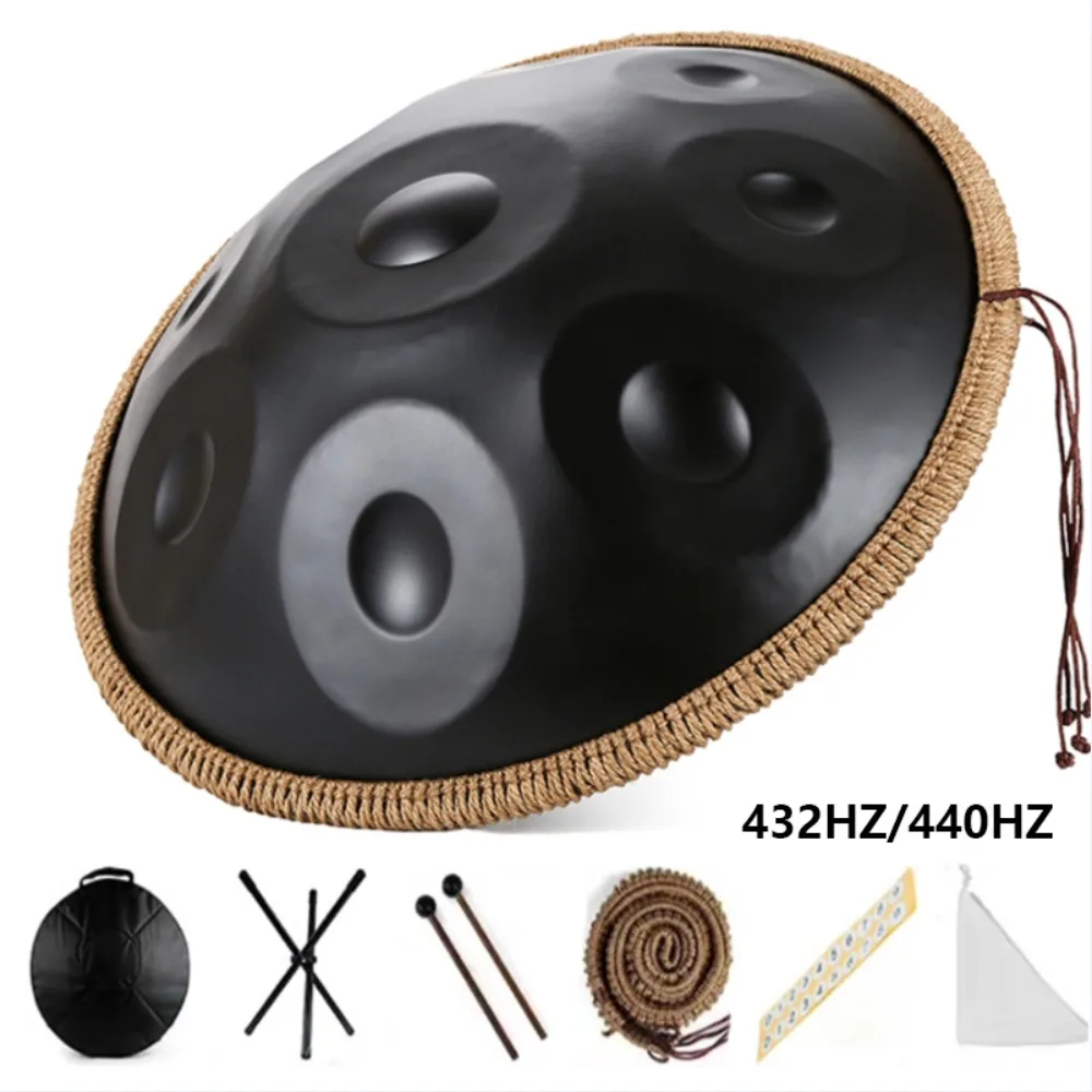 432/440Hz Handpan 9/10/12 Notes 22Inch Steel Tongue Drum Meditation Instrument Professional Musical Tambourine Yoga Instrument