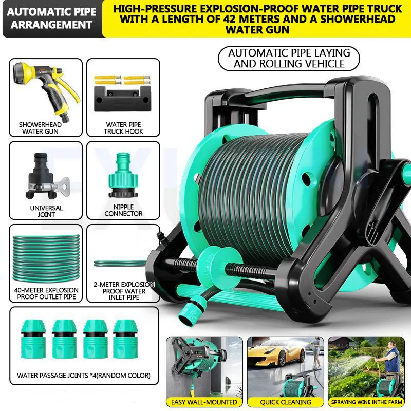 Car Washing Pipe rolling Reels Mautomatic Pipe Rack Water Pipe Hose Watering And Watering Water Gun Household Faucet Coiler