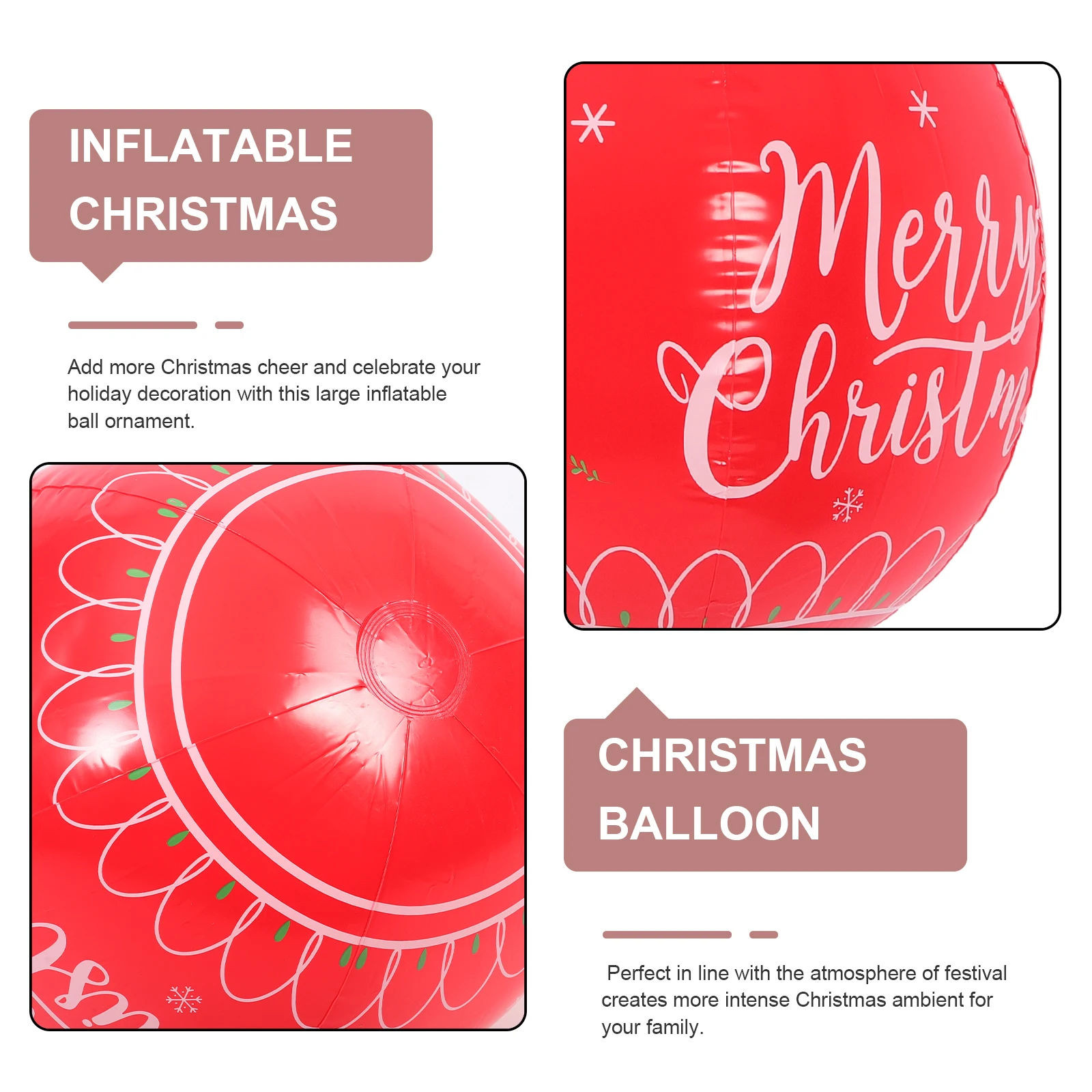 

Inflatable Christmas Decor Large Outdoors 30cm Diameter Inflatable Christmas Ball PVC Holiday Inflatables Festive Party Supplies