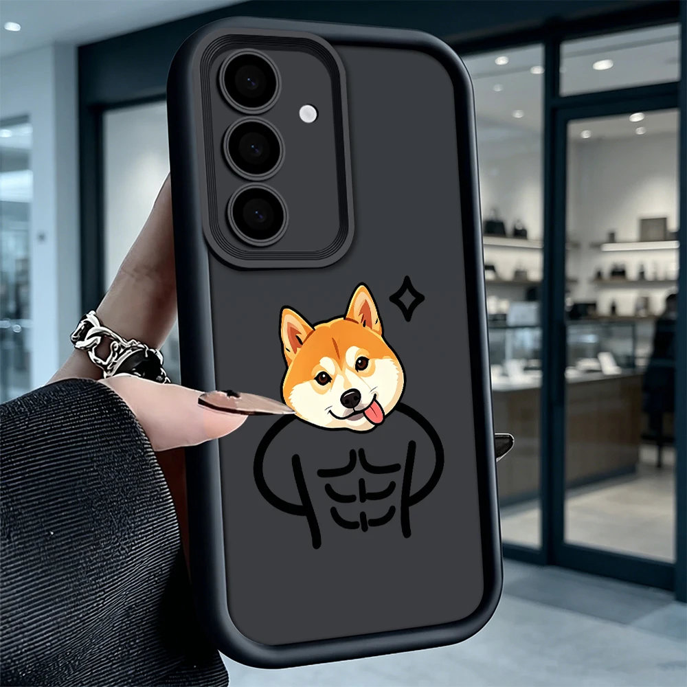 Buff Shiba Inu Cartoon Shockproof Soft TPU Back Case For Samsung S22 S23 S24 S25 S26 Ultra A16 A35 A55 Anti Drop Cover
