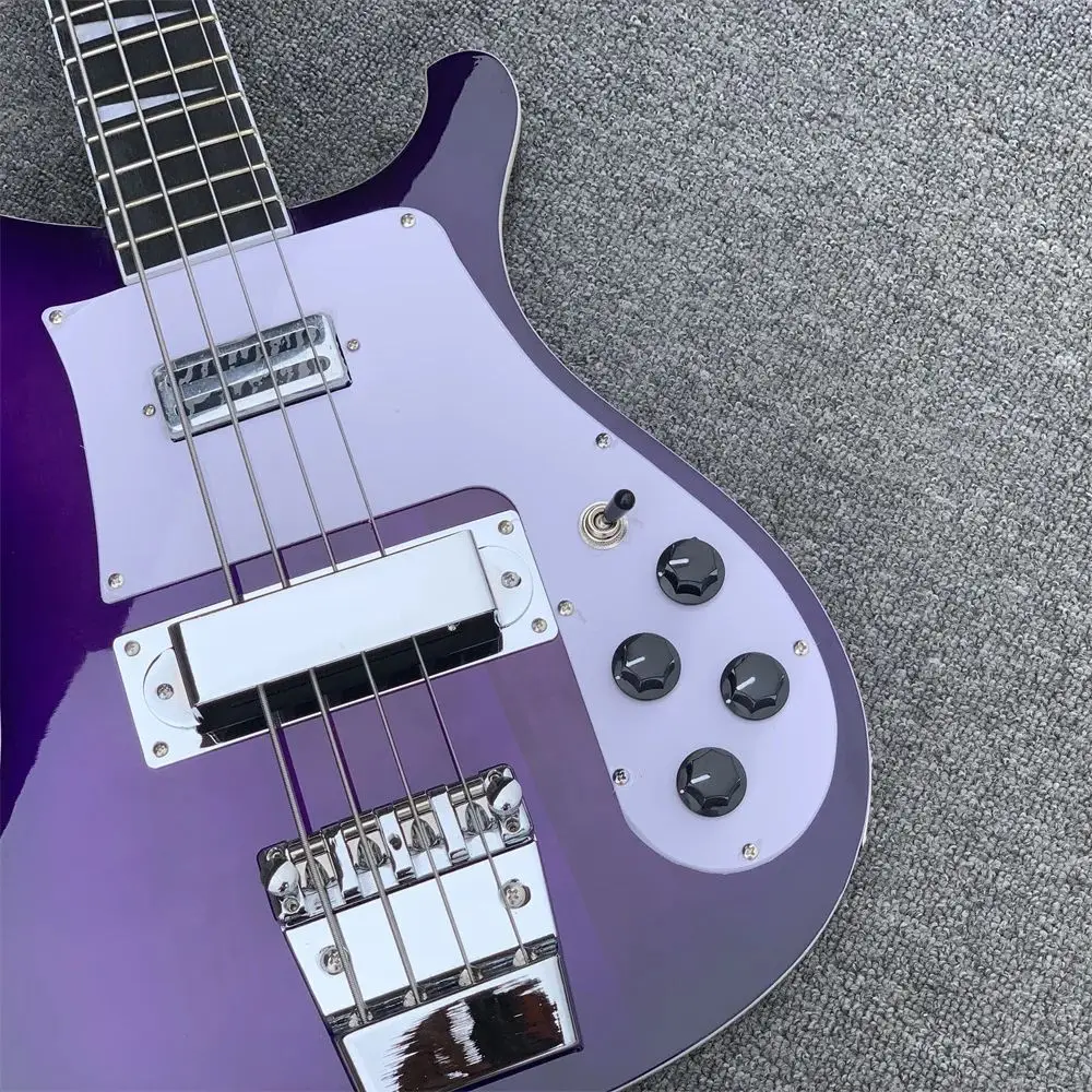 In Stock China Factory Ric bac 4003 Purple  Bass Guitar With Double Output Immediate Delivery