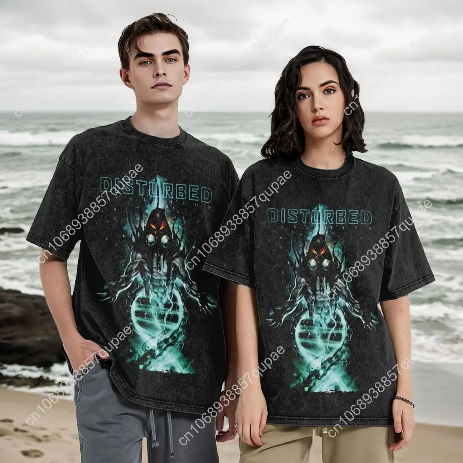 Disturbeds Band Vintage Oversized T Shirt Unisex Cotton Tee Crew Neck Short Sleeve Tops Summer