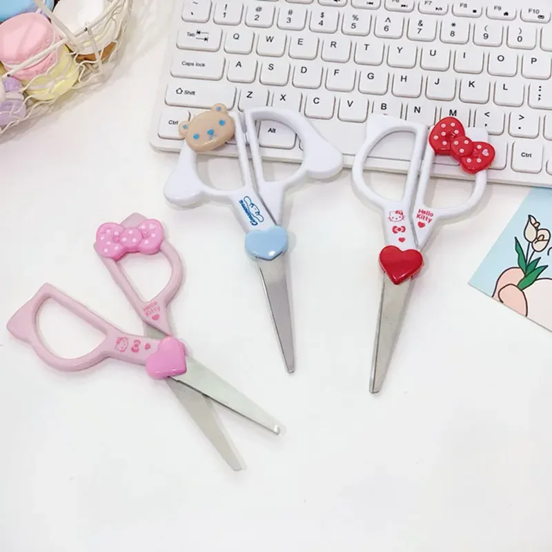 Kawaii Sanrio Hello Kitty My Melody Kuromi Scissors Paper Cutter Stainless Steel Girl Heart Delicate Cartoon Stationery Supplies