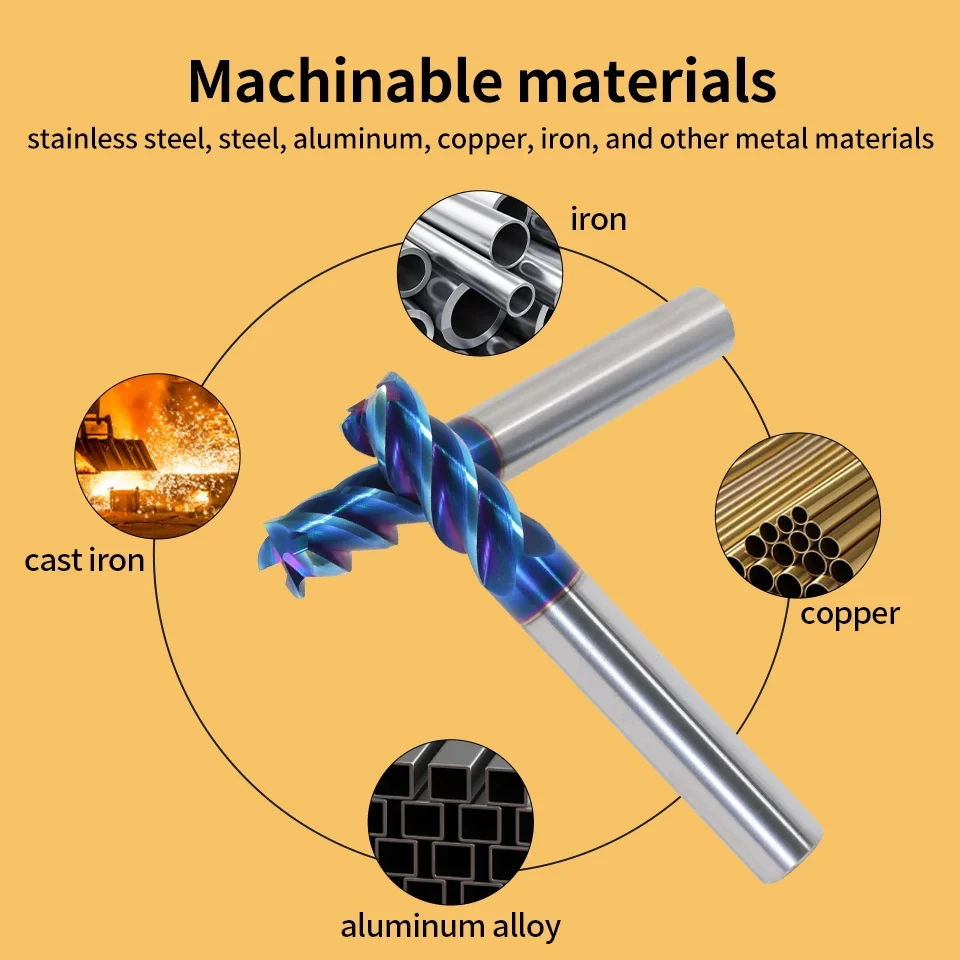 RIGTIP HRC65 Carbide End Mill 2/4 Flutes Milling Cutter Alloy Coating Tungsten Steel Cutting Tool CNC Maching Endmill 1-20mm