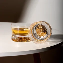 Golden Lion Head Crystal Glasses Whiskey Glass, New Waist Waist Western Wine Glass, Special Spirits Glass Bar Accessories Gift