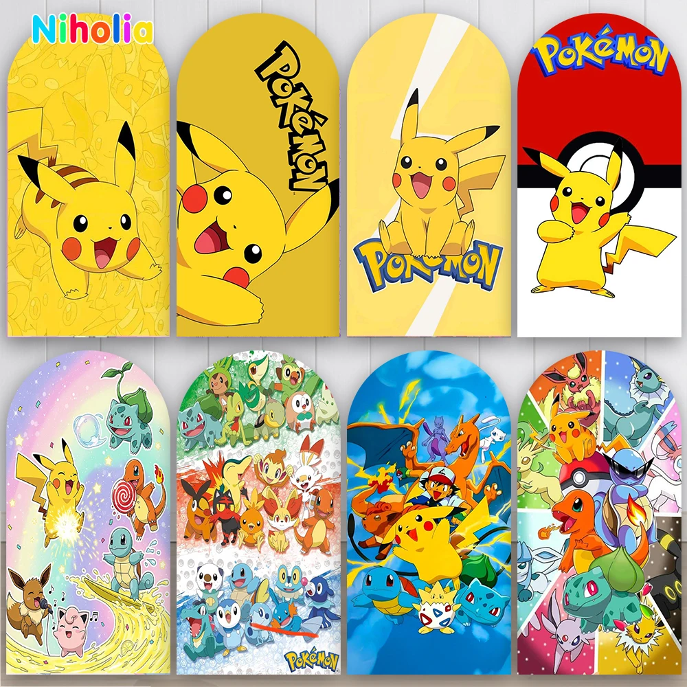 pokemon-pikachu-theme-arch-backdrop-boys-birthday-party-supplies-ducklett-photograph-background-decoration-baby-shower-props