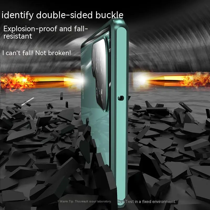 NEW Metal Magnetic Security Lock Double Sided Glass for Magsafe Case for Samsung Galaxy S25 Edge S25 Ultra Plus Protection Cover