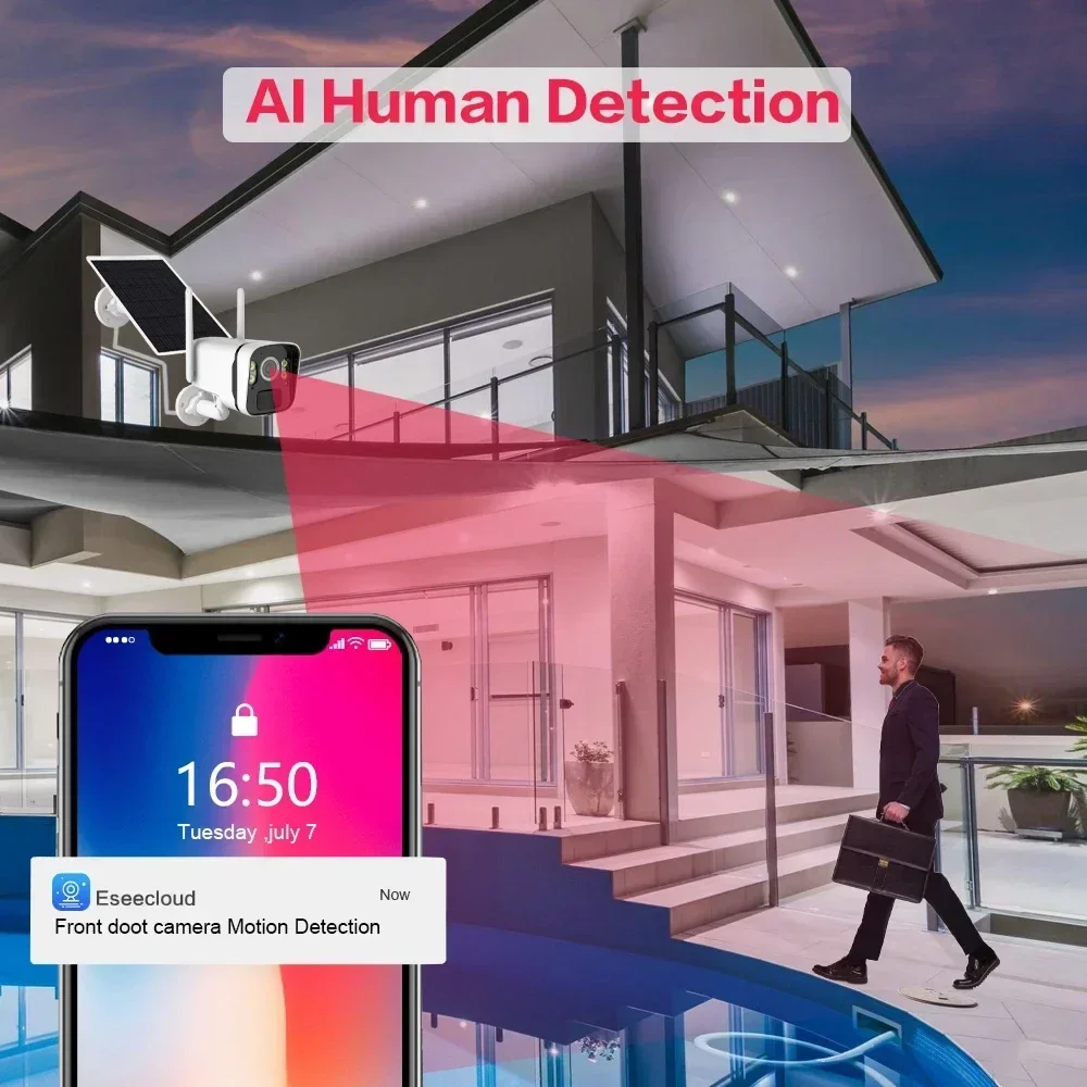 مجموعة نظام أمان للمراقبة بالفيديو NVR مع شاشة كشف PIR ، بطارية لوحة شمسية لاسلكية ، كاميرا WiFi ، wi-fi ، 10CH ، 5MP