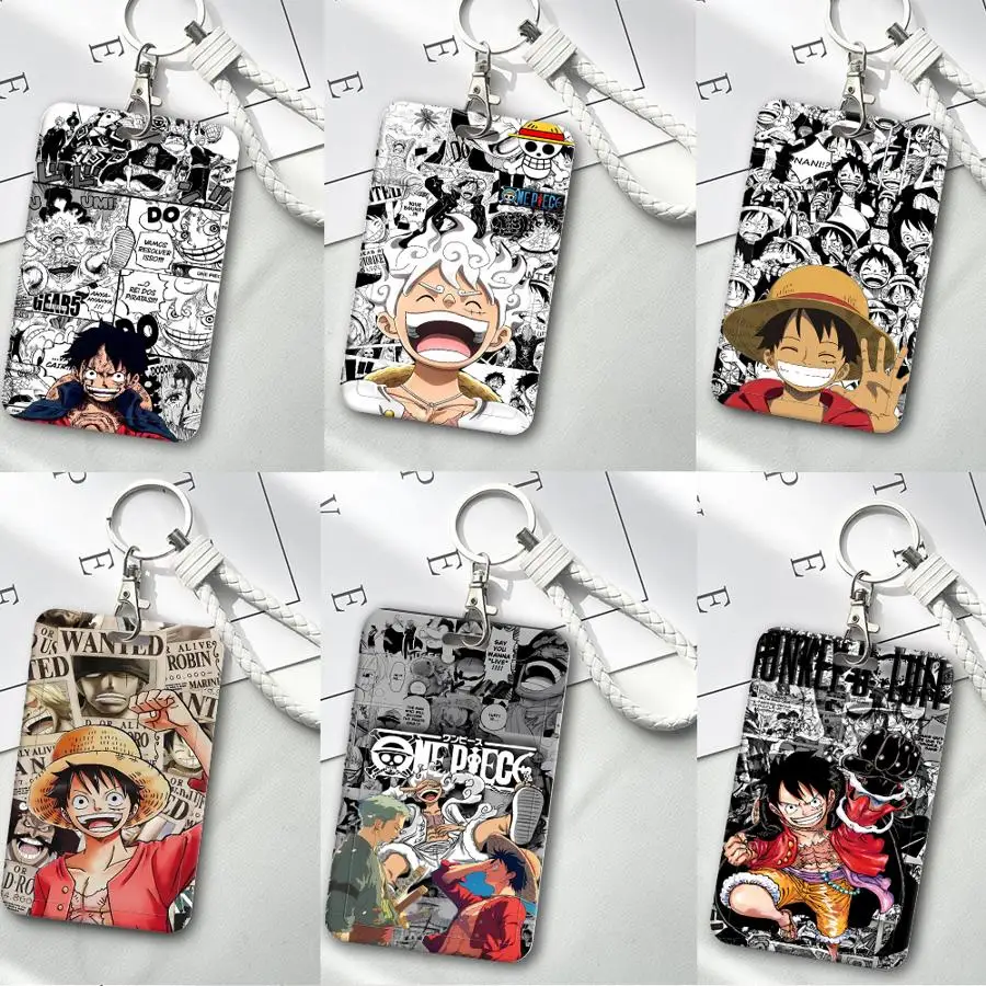 1Pc Card Holder Retractable Credit Card Holders Holders Child Bus with lanyard Bank ID Badge Cover Case One Piece Luffy Anime