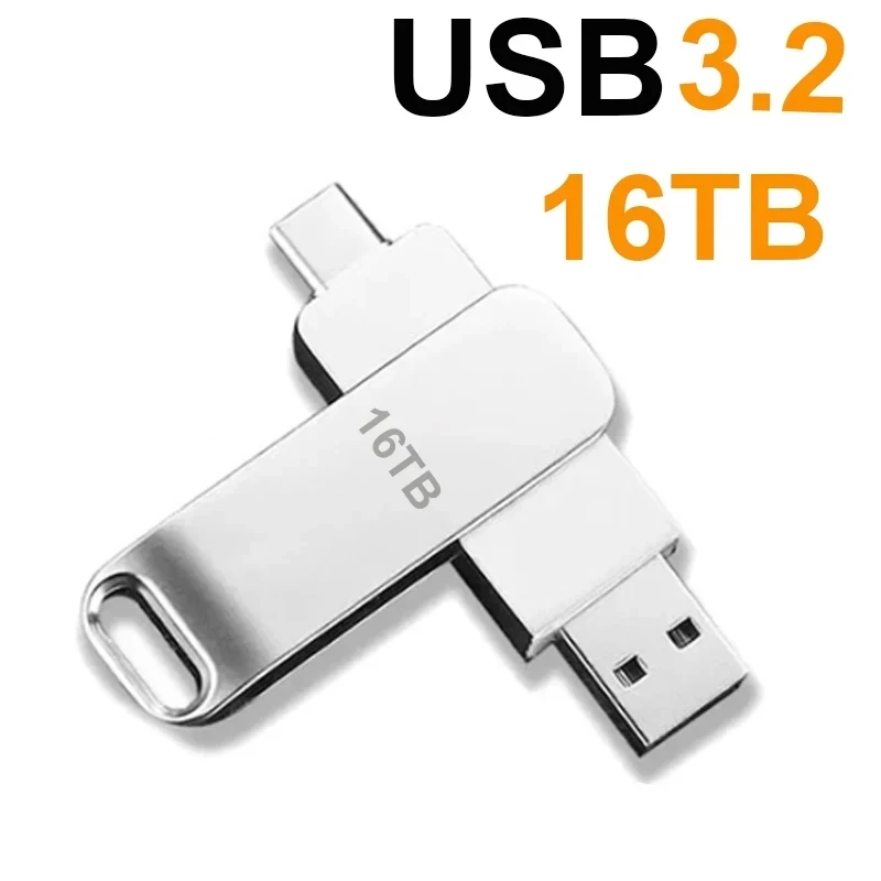 Lenovo USB3.2 USB-Stick 16TB OTG Pen Drive Hochgeschwindigkeits-Typ-C-Flash-Laufwerk Echte Kapazität Metall-Pendrive für Telefon und Computer