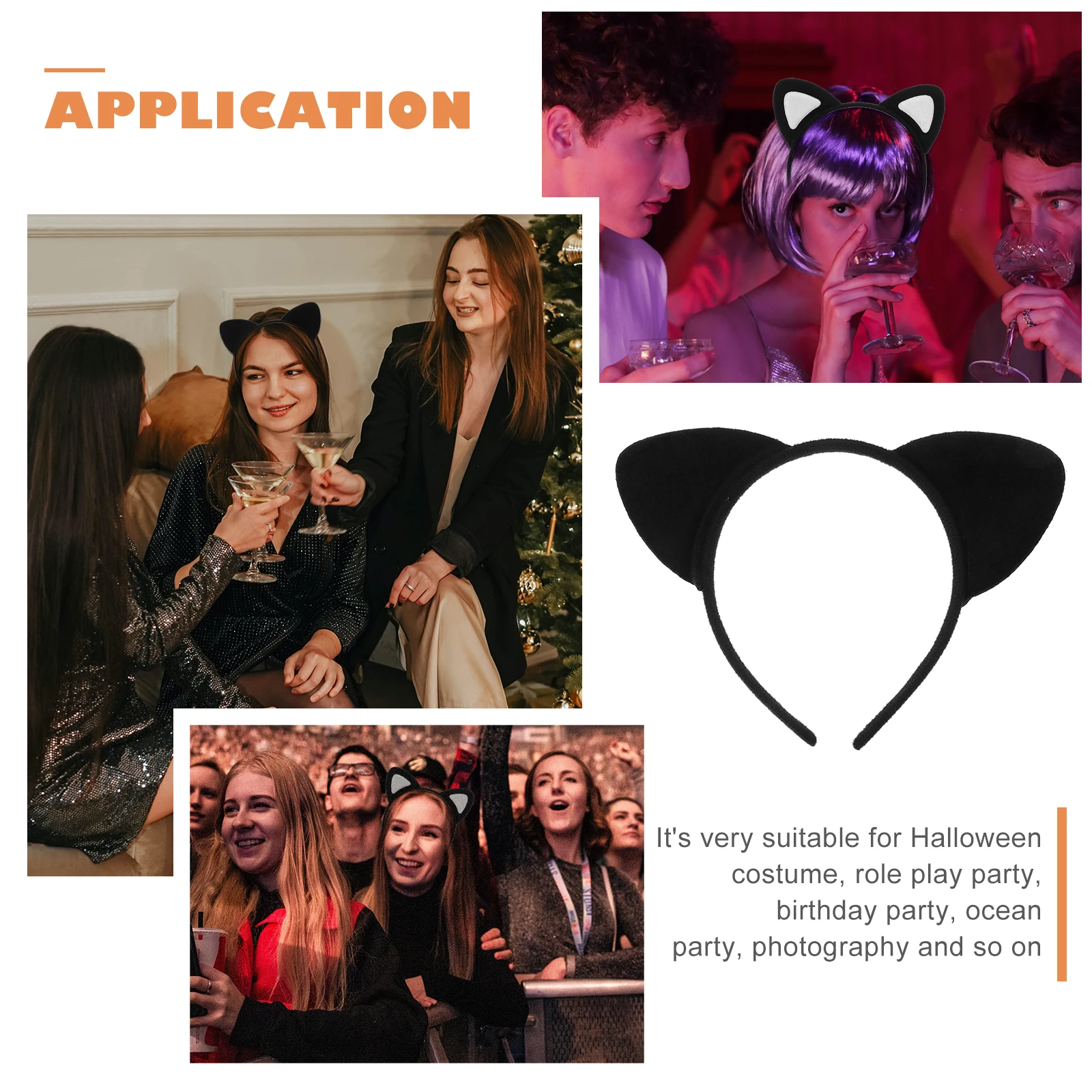 

4 Pcs Cat Ear Headdress Headband Ears Clothing Party Hairband Girls Plastic Women's