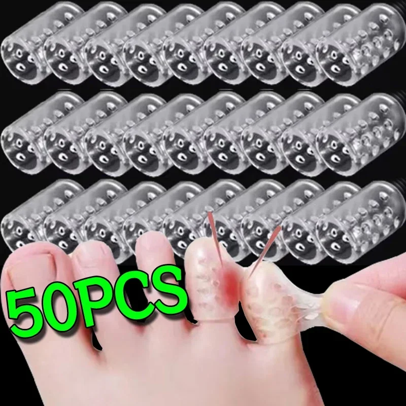 50PCS Transparent Breathable Toe Covers Silicone Prevents Blisters Toes Tube Elasticity Anti-Friction Foot Care Toes Protectors