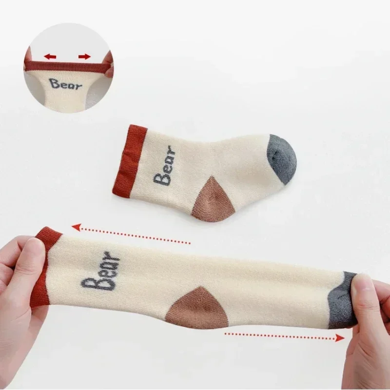 3 Pairs Thick Warm Kids Home Socks Baby Middle Tube Stockings Long Socks Infant Toddler Boys Girls School Thermal Mid Calf Socks