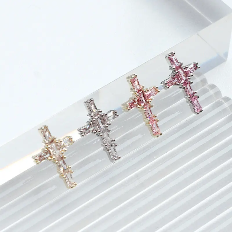 10 unids/lote Halloween Cruz Negra cráneo circón diamantes de imitación piezas de decoración de uñas joyería decoraciones accesorios para uñas suministros de dijes