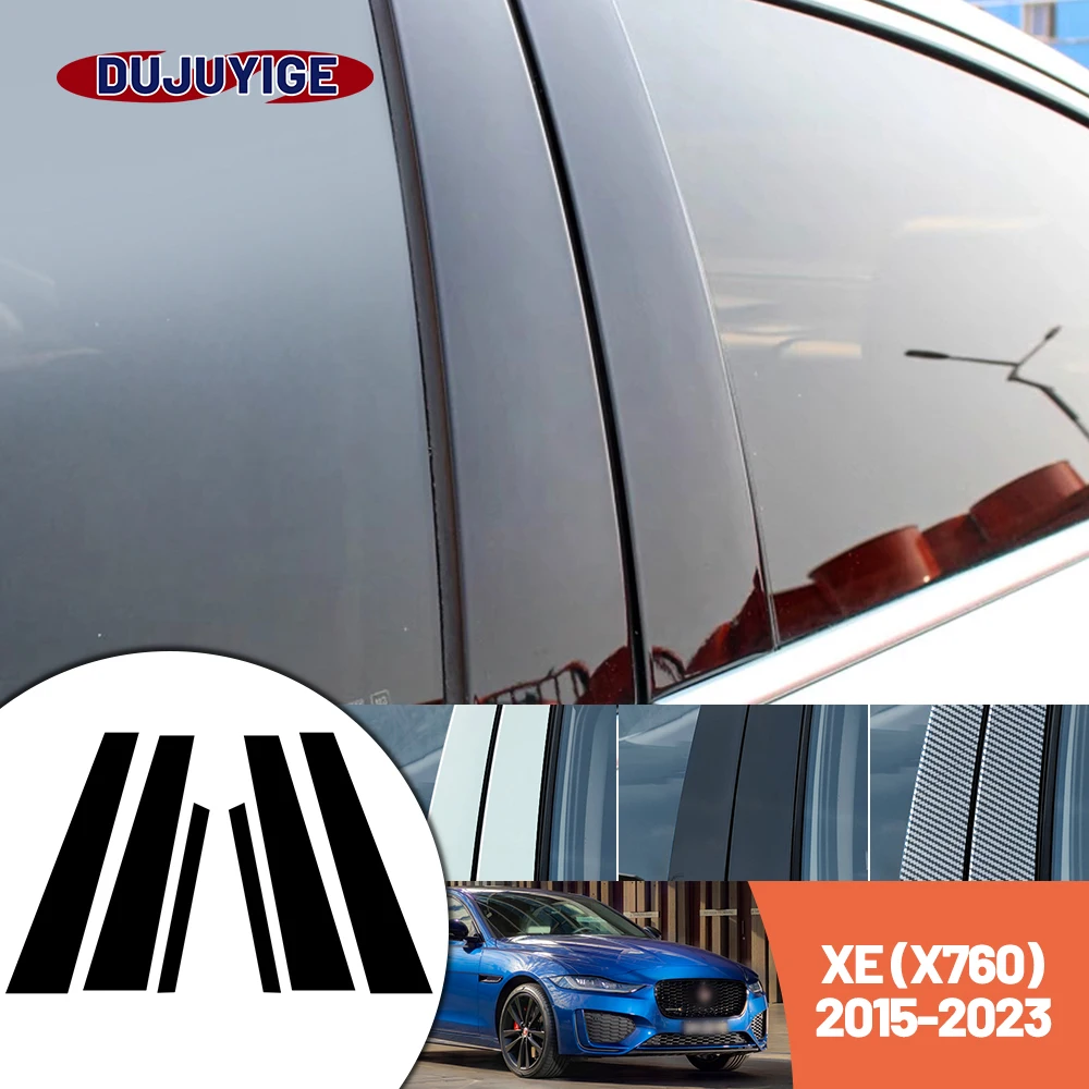 

Bright black carbon fiber door and window B C Pillar sticker suitable For Jaguar XE X760 2015-2023 2016 2017 2018 2019 2020 2021